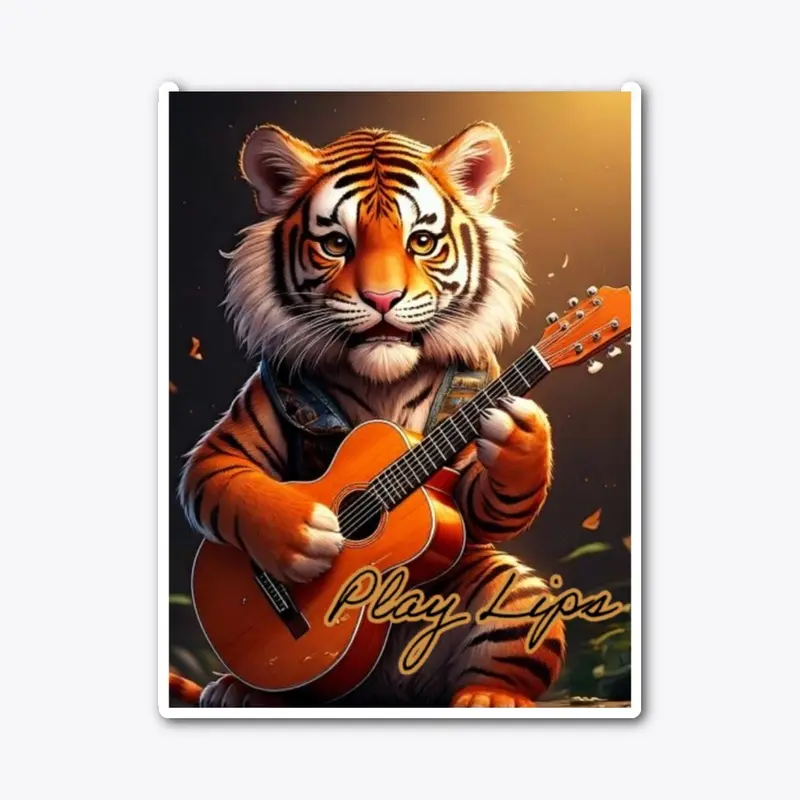 Play Lips, A tiger playing the guitar.